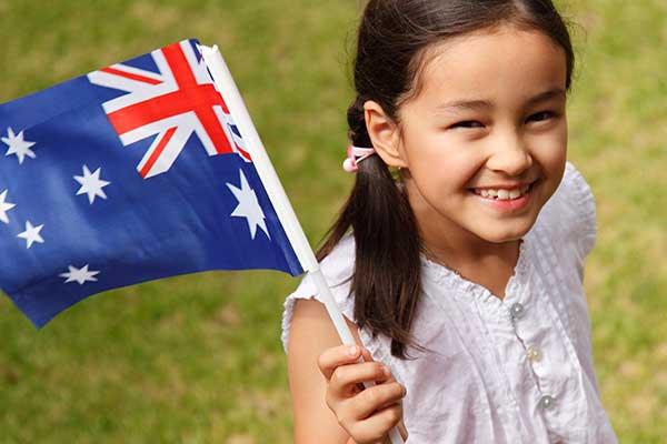 Australia Day Girl Holding Australian Flag Plaza Park Manningham