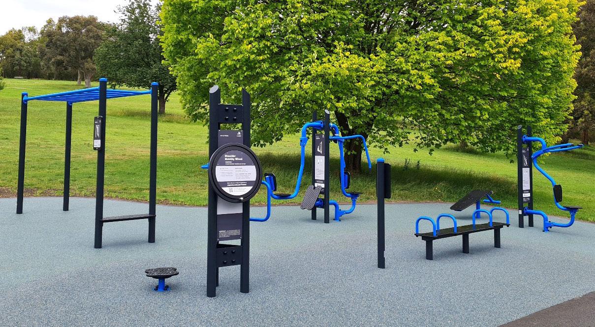 Outdoor exercise equipment fitness session Manningham Council